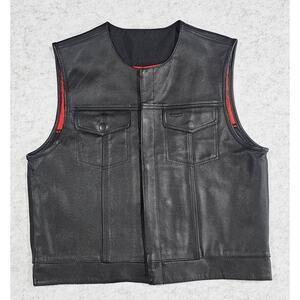 Z1R Leather Motorcycle Vest 338, Heavy Duty, Seamless , CCW Storage, Mens Sz L